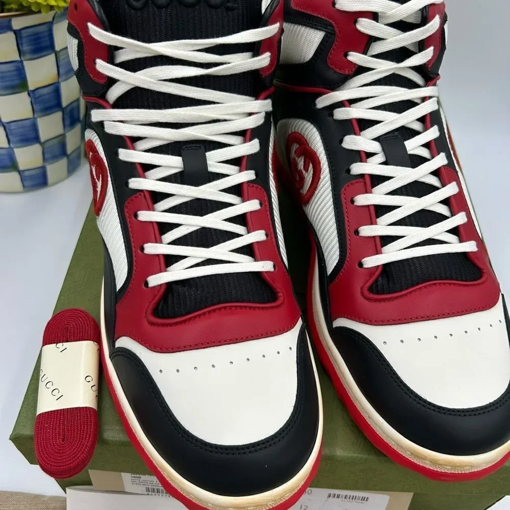 Men’s Gucci MAC 80 high top Leather sneakers Size 12 made in Italy